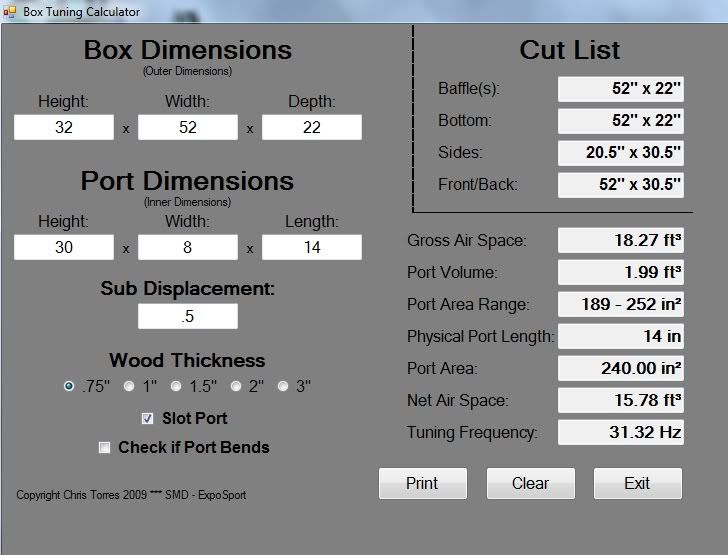 Torres' Box Tuning Calculator Updated 8/18 Page 2 Subwoofers / Enclosures Steve Meade
