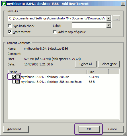 Επιλογη μερικών αρχείων σε utorrent για κατέβασμα