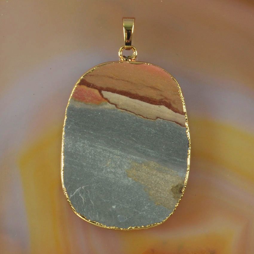 succor creek jasper pendant bead gold plated t051439