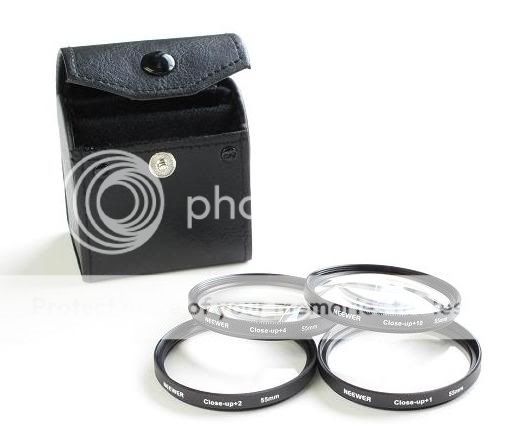 55mm Macro Close Up Lens Set 4 Filter Kit 1 2 4 10