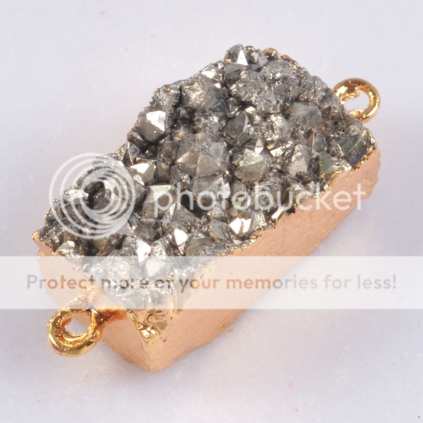 uneven natural agate titanium druzy connector gold plated b05